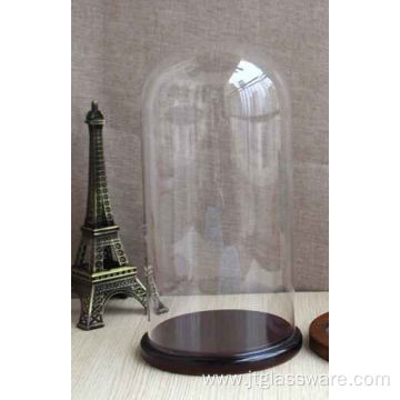 Protect Decoration Glass Dome With Wood Base